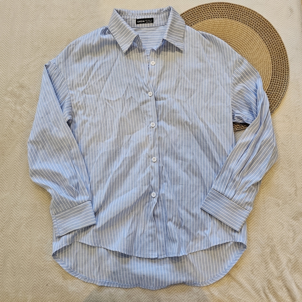 💥4 for $25💥 Shein Blue Striped Womens Shirt